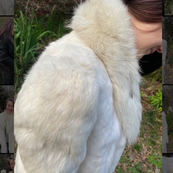 Beautiful rabbit fur coat with fox collar - Picture 7 of 16